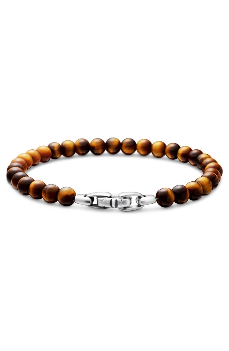 David Yurman Men's Spiritual Beads Bracelet in Sterling Silver with Tiger's Eye, 6mm, Alternate, color, 
