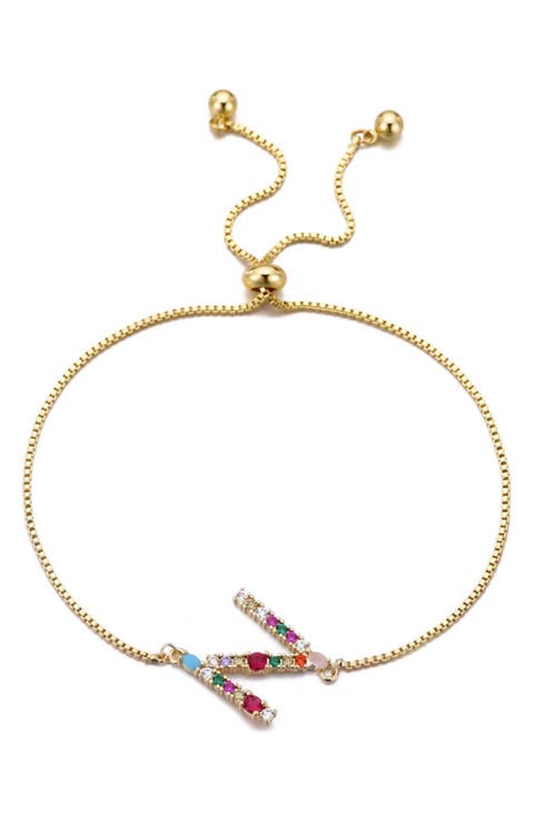 Mixed Crystal Initial Chain Bracelet