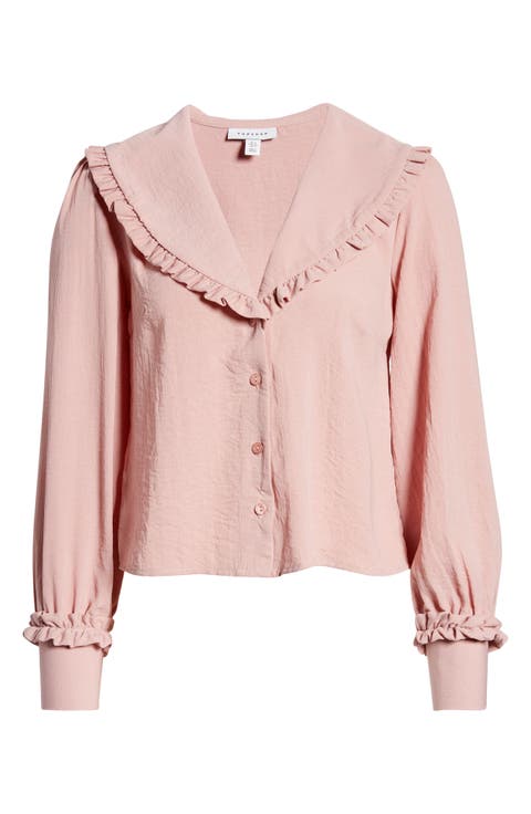 Frill Collar Button-Up Shirt