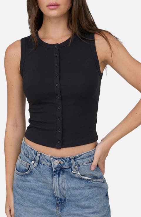 Button Down Cotton Jersey Tank
