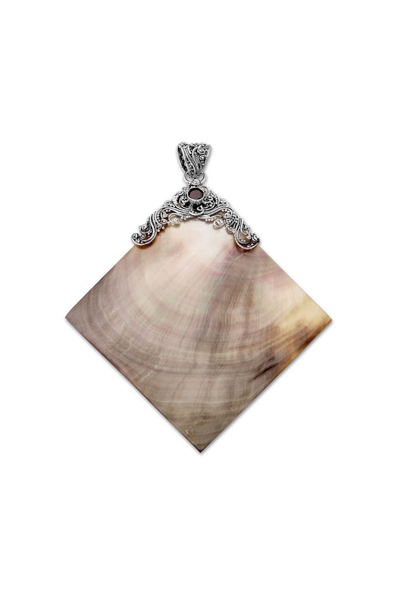 Garnet & Grey Mother-of-Pearl Pendant, Main, color, GREY