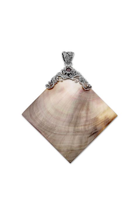 Garnet & Grey Mother-of-Pearl Pendant