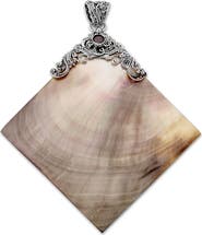 SAMUEL B. Garnet & Grey Mother-of-Pearl Pendant