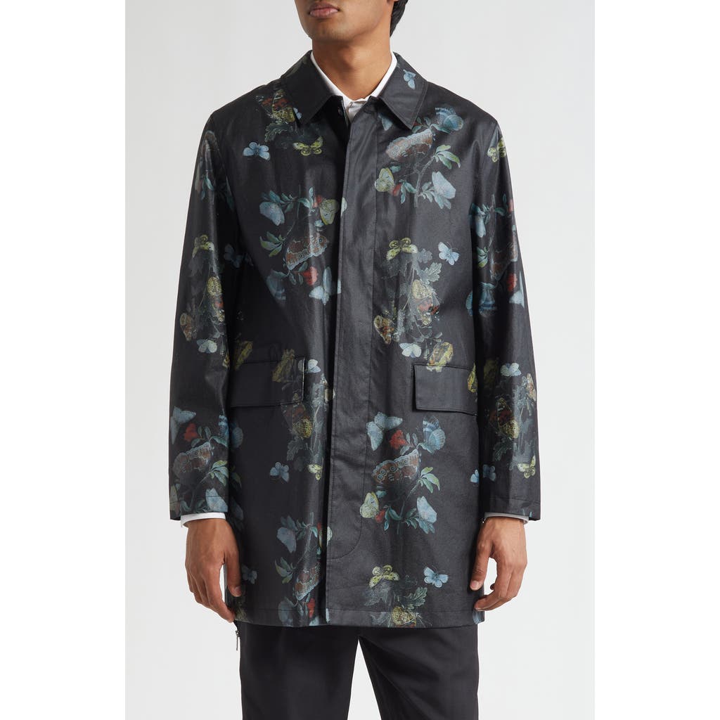 Undercover Floral Water Resistant Oiled Cotton Coat in Black Base  product