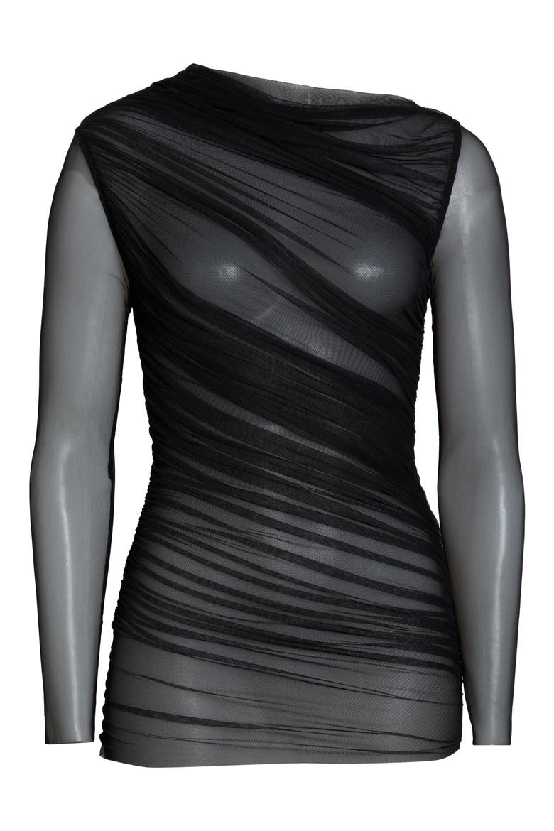 The Draped Sheer Top, Alternate, color, BLACK