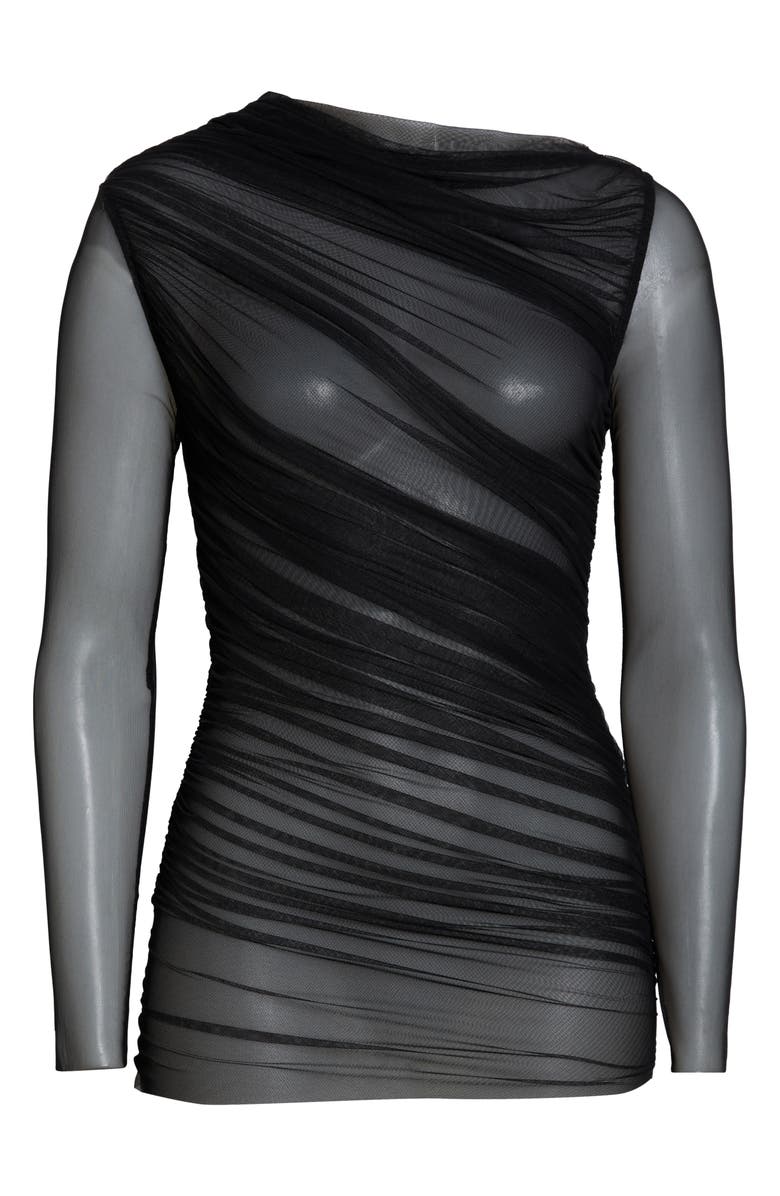 FRAME The Draped Sheer Top, Alternate, color, Black