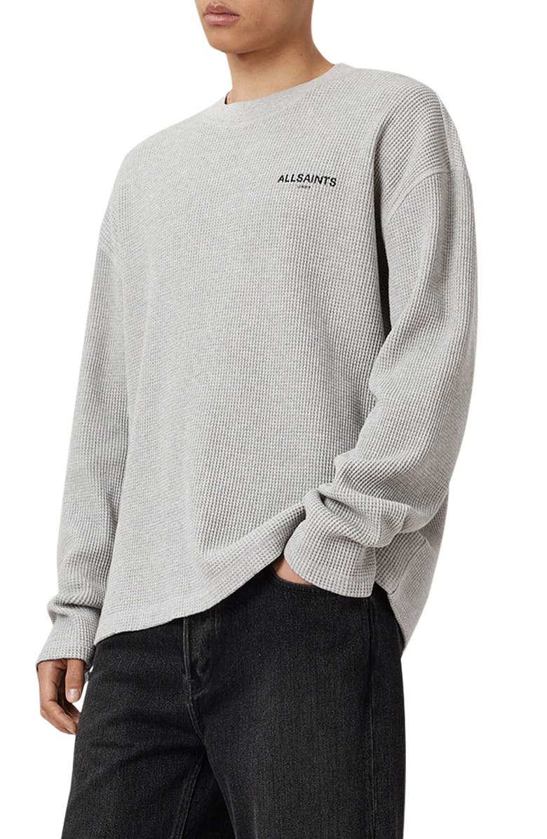 AllSaints Sect Waffle Knit Sweatshirt, Alternate, color, Light Grey Marl