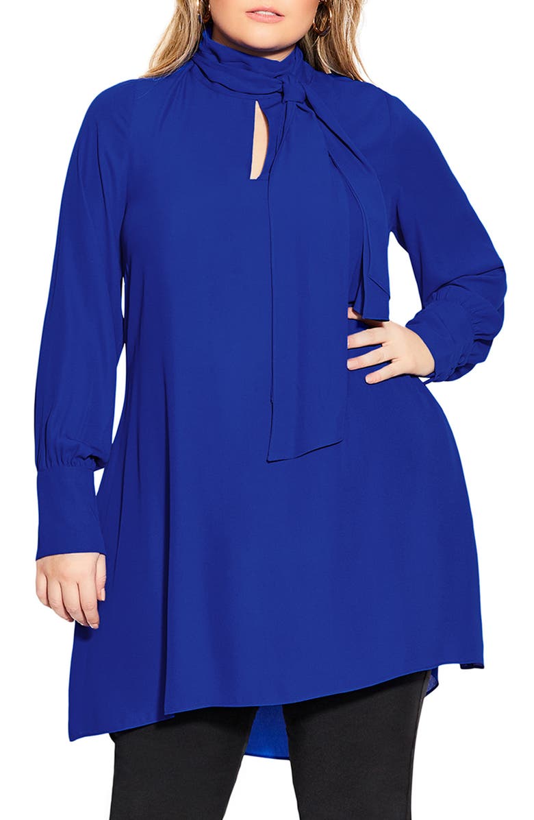 City Chic Bow Neck Dress, Main, color, 