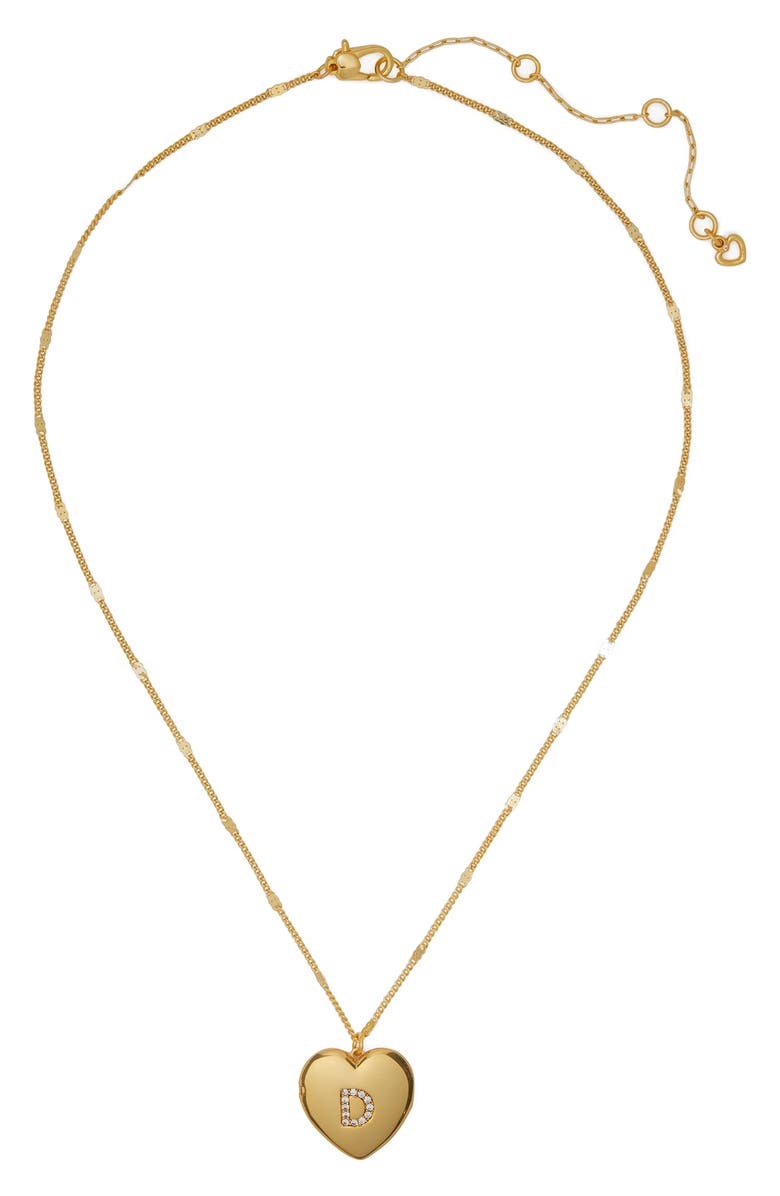Kate Spade New York crystal initial heart locket necklace, Alternate, color, 