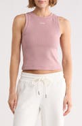 Off-White Row Cotton Blend Ribbed Tank