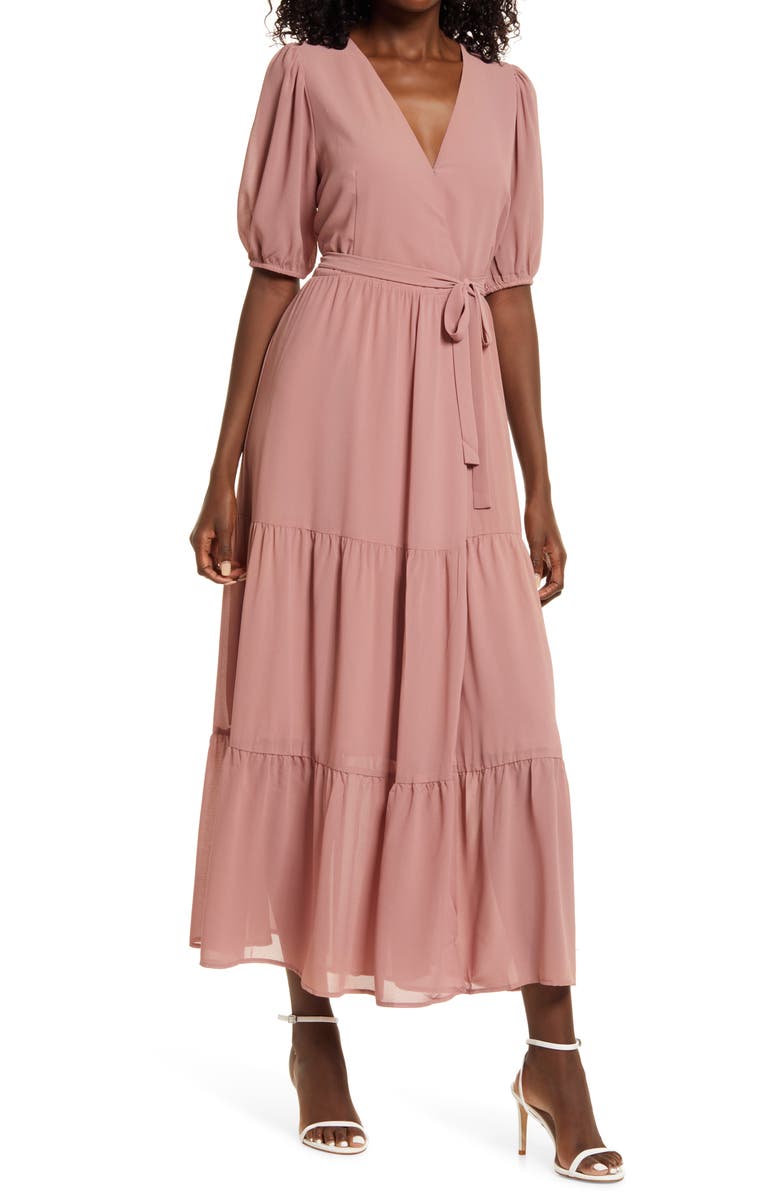 Charles Henry Tiered Wrap Dress, Main, color, 