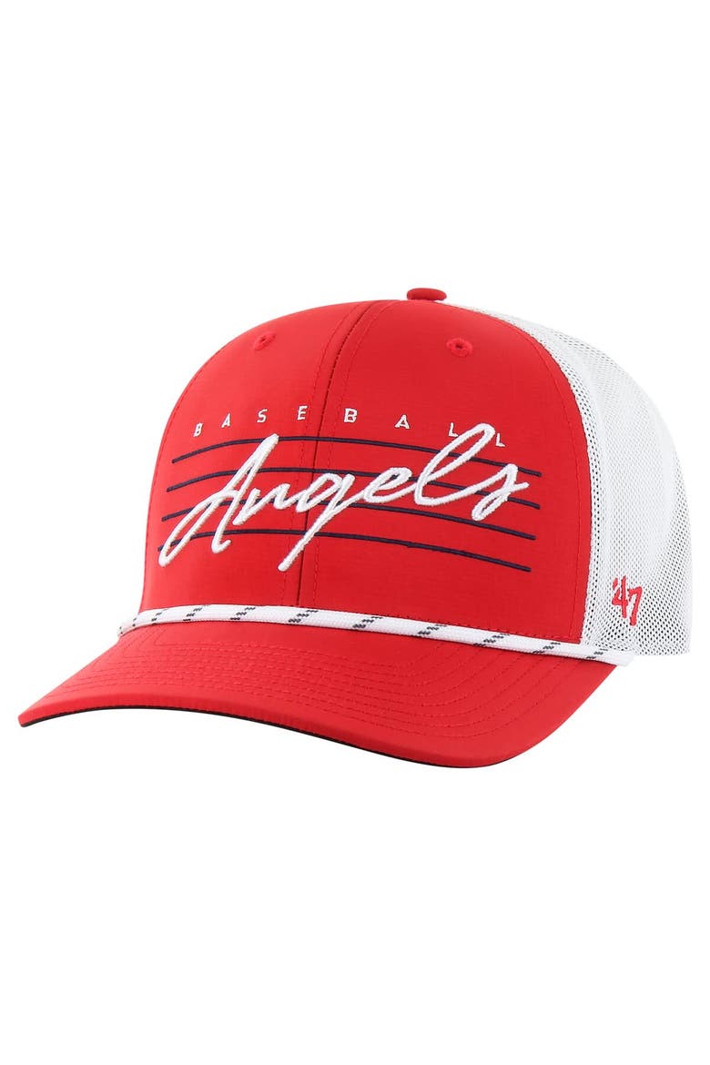 Men's '47 Red Los Angeles Angels Downburst Trucker Adjustable Hat, Main, color, Red