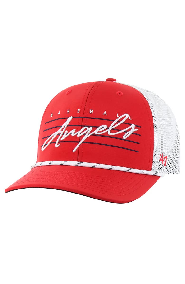 '47 Men's '47 Red Los Angeles Angels Downburst Trucker Adjustable Hat, Main, color, Red