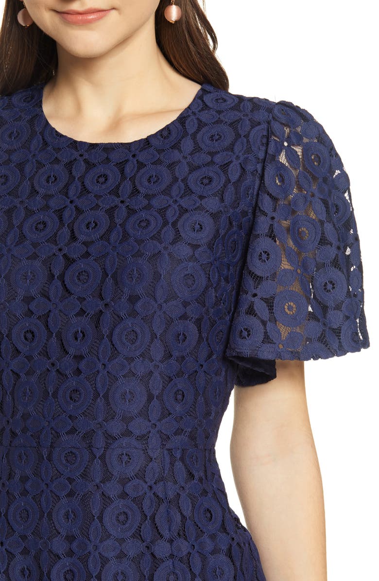 Rachel Parcell Flutter Sleeve Lace Sheath Dress, Alternate, color,