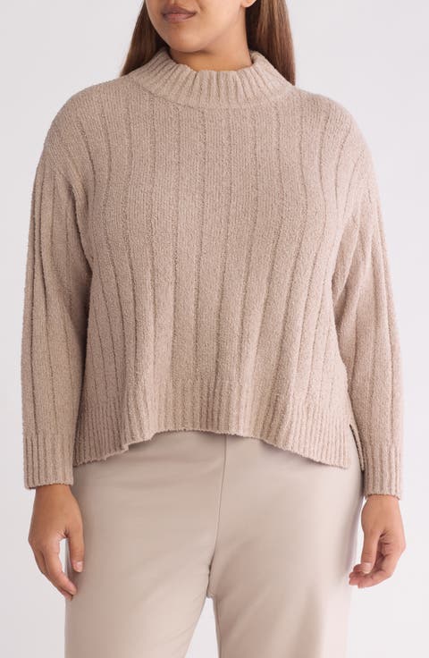 Rib Mock Neck Sweater (Plus)