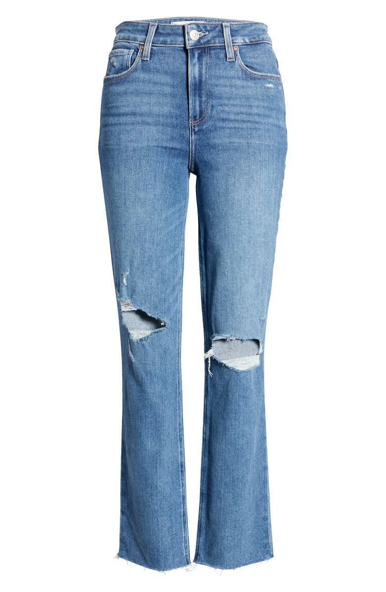 PAIGE Cindy Ripped High Waist Crop Straight Leg Jeans, Alternate, color, 