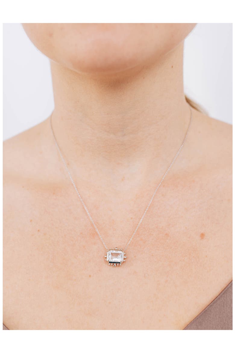 Marine White Topaz Pendant Necklace, Alternate, color, WHITE SILVER