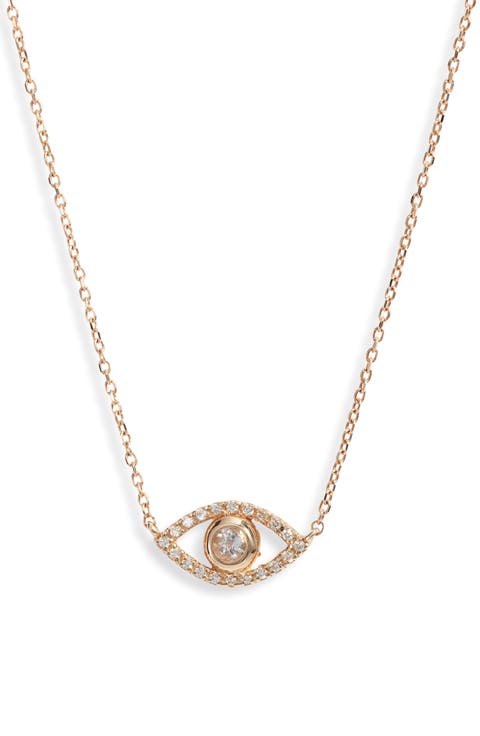 Evil Eye White Topaz & Diamond Pendant Necklace