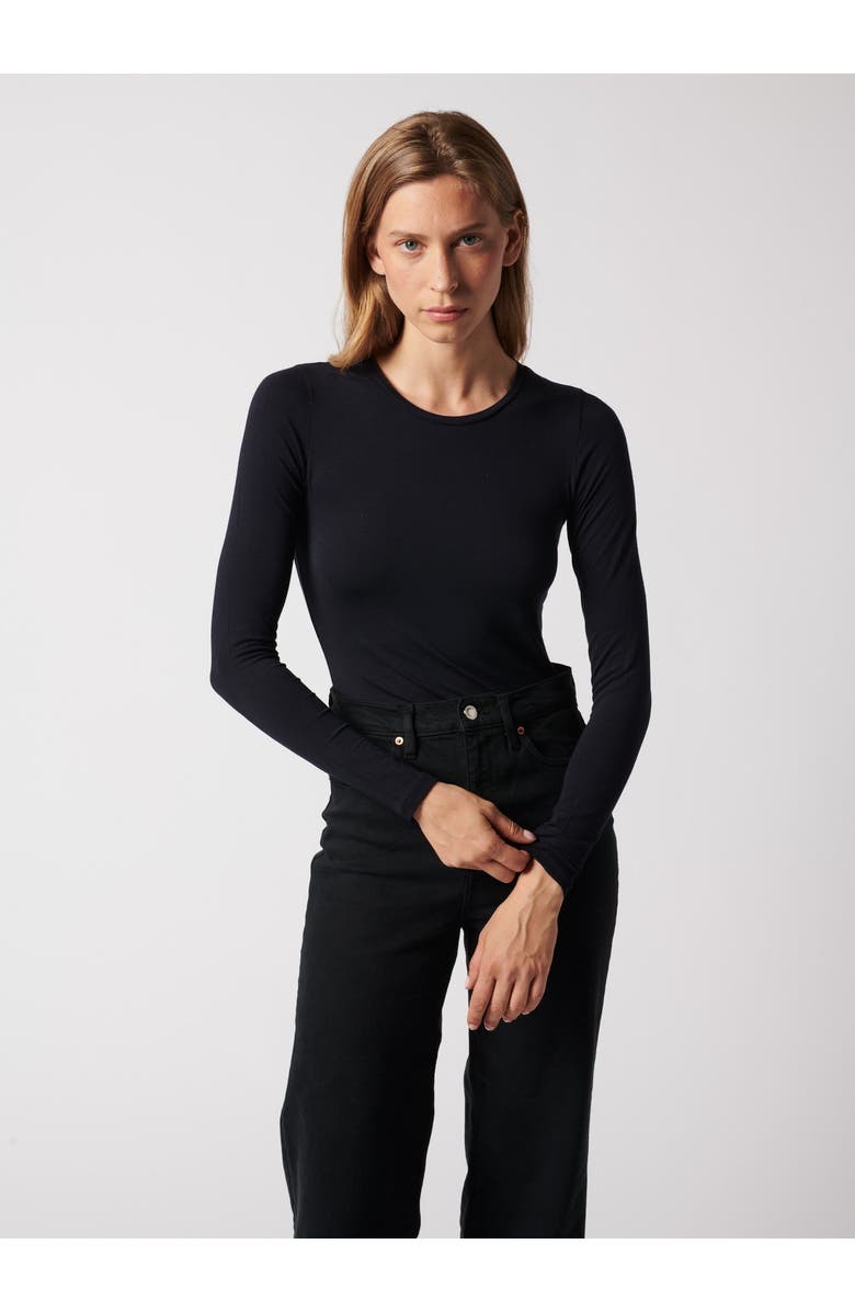 Majestic Filatures Soft Touch Long Sleeve Crewneck T-Shirt, Alternate, color, Marine