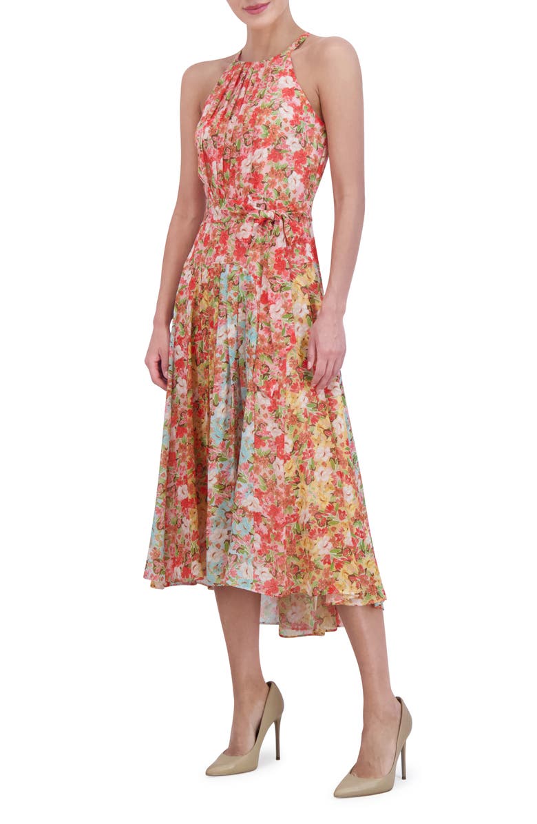Vince Camuto Floral Halter Neck Chiffon Dress, Alternate, color, 