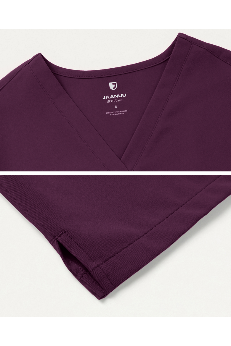 Rhena Women's 1-Pocket Classic V-Neck Scrub Top, Alternate, color, Deep Eggplant