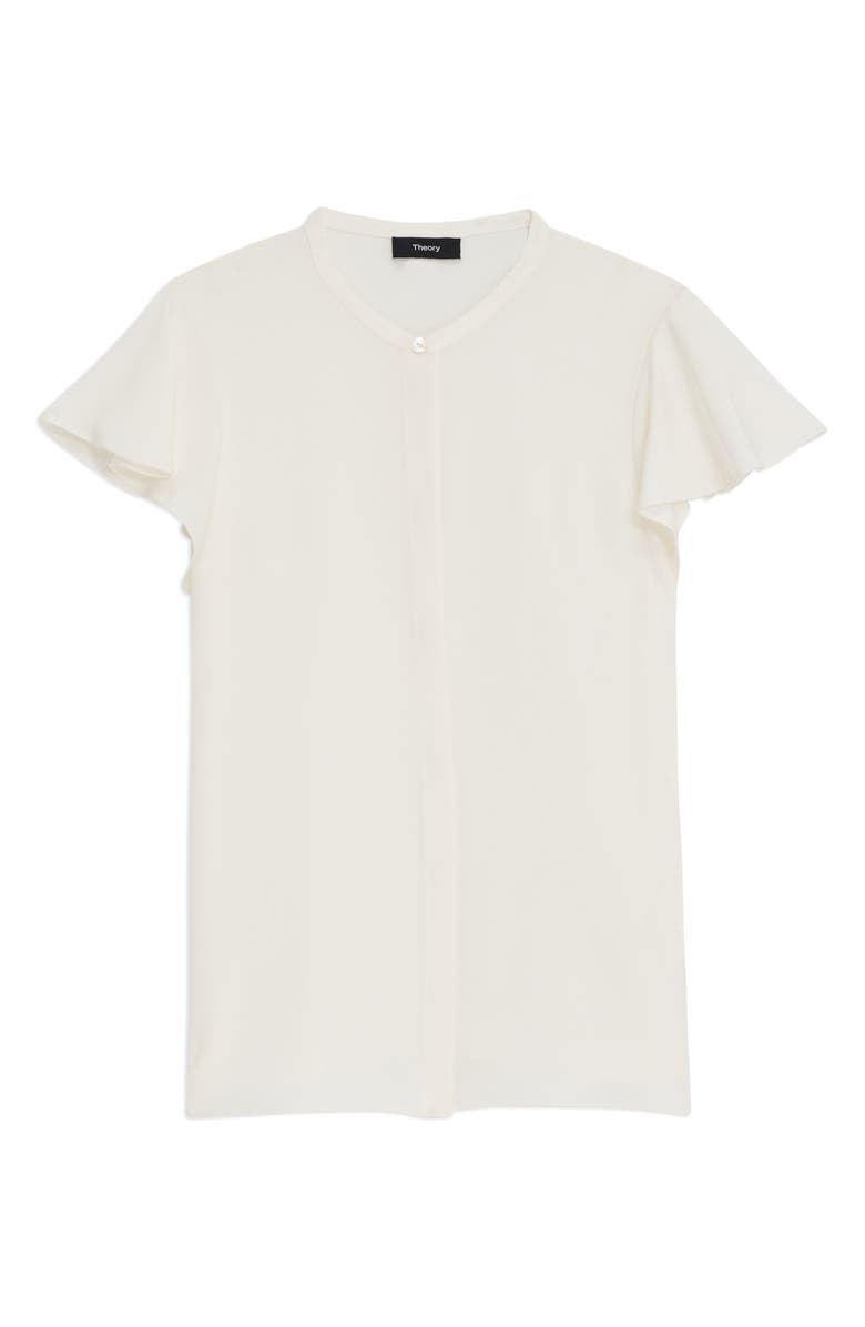 Theory Tp Mod Flounce Sleeve Silk Blouse, Alternate, color, Ivory - C05