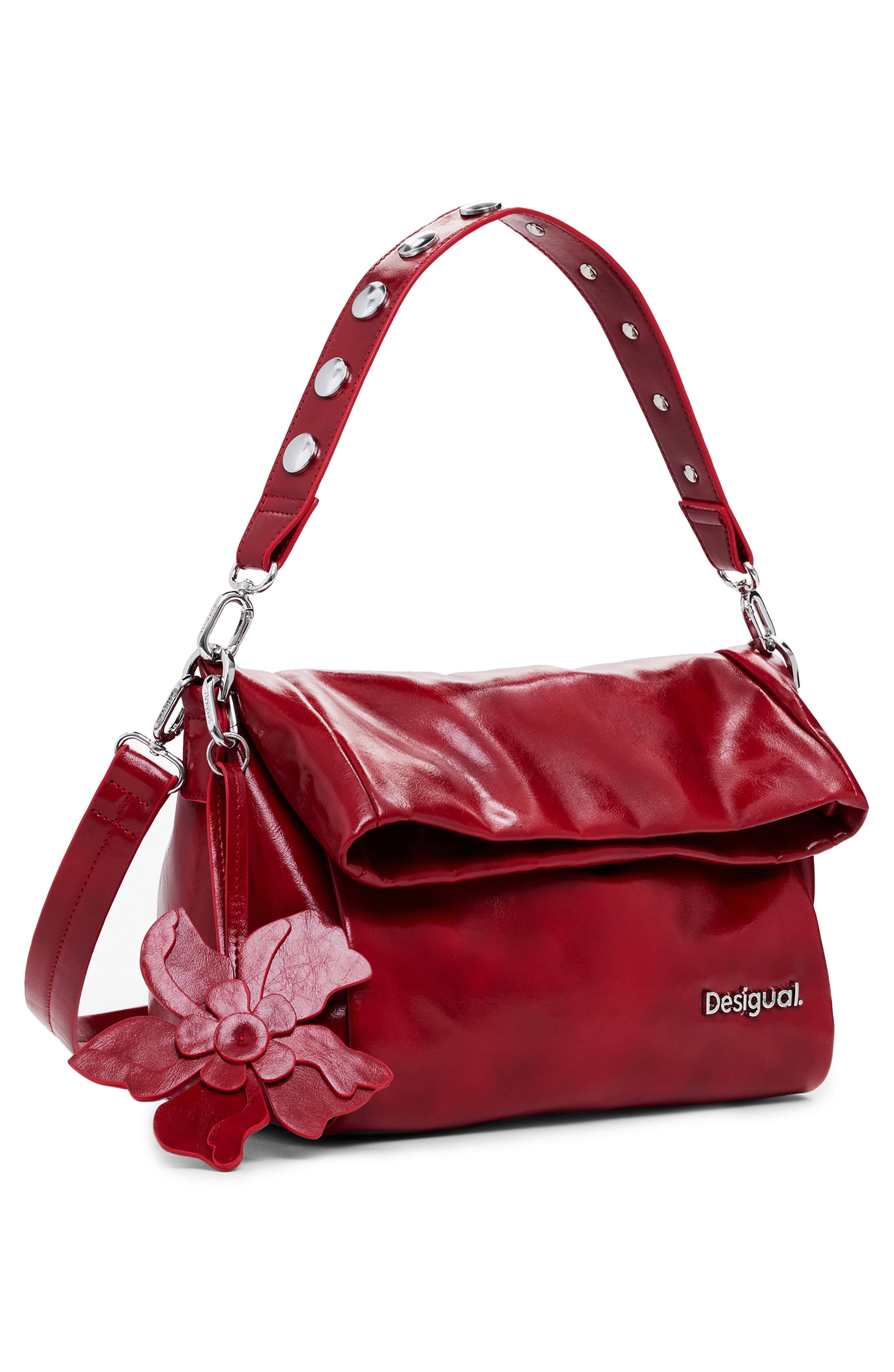 Desigual Faux Leather Shoulder Bag, Alternate, color, Red