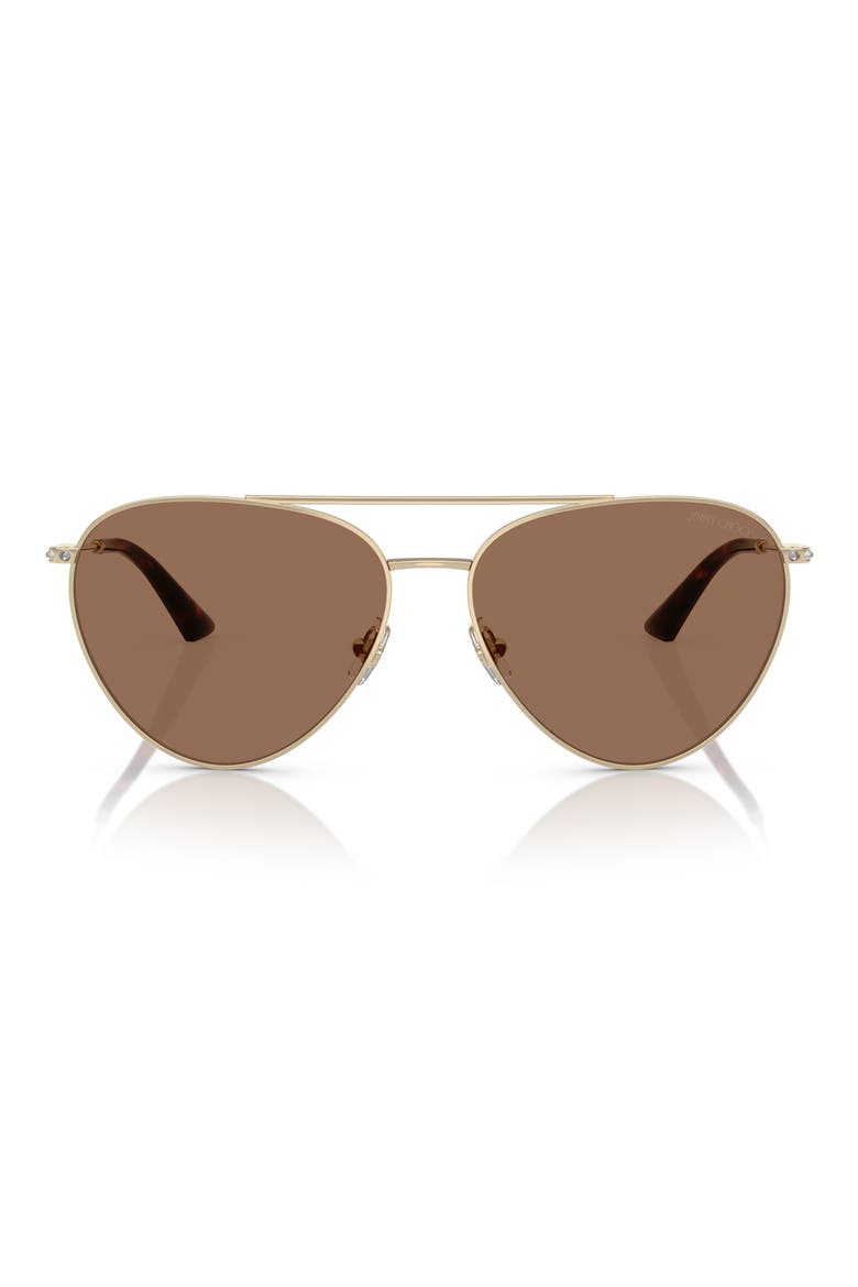 60mm Pilot Sunglasses, Main, color, BROWN GOLD