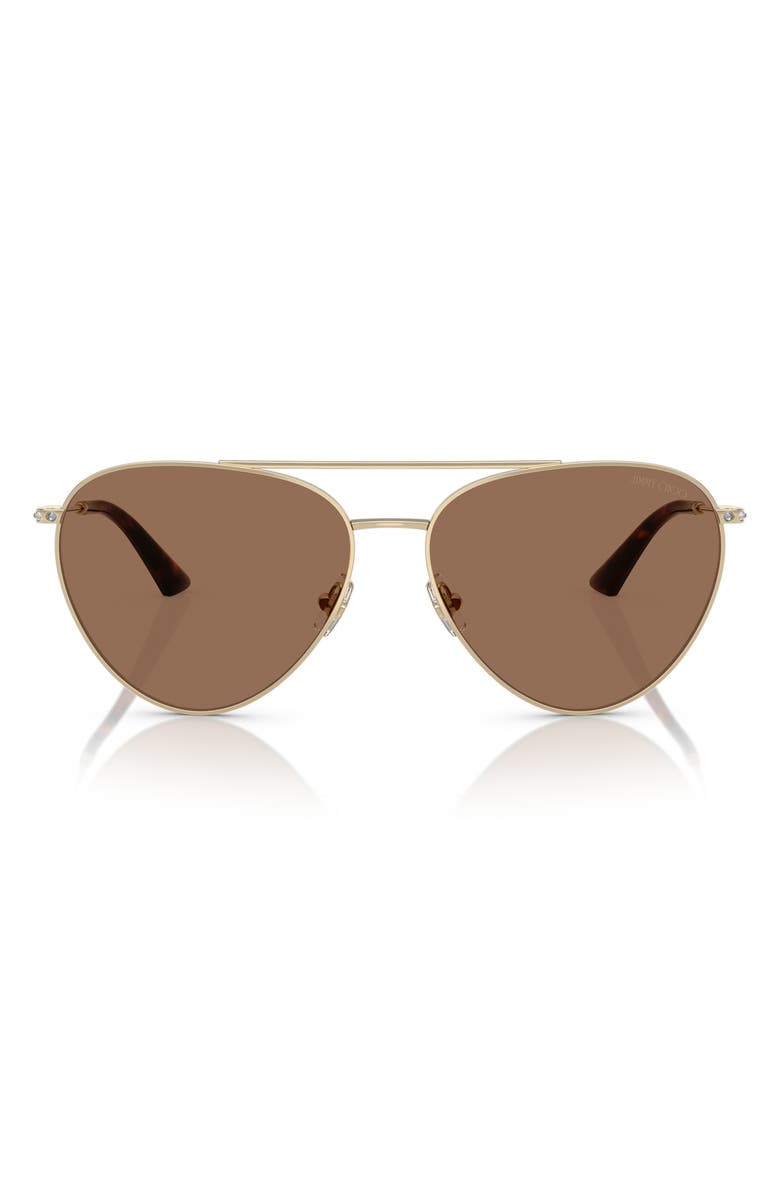Jimmy Choo 60mm Pilot Sunglasses, Main, color, Brown Gold