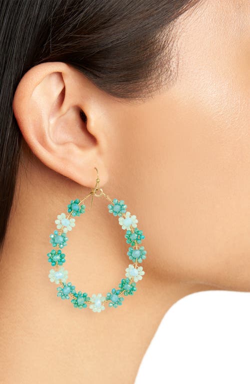 Cara Crystal Leaf Drop Earrings In Blue