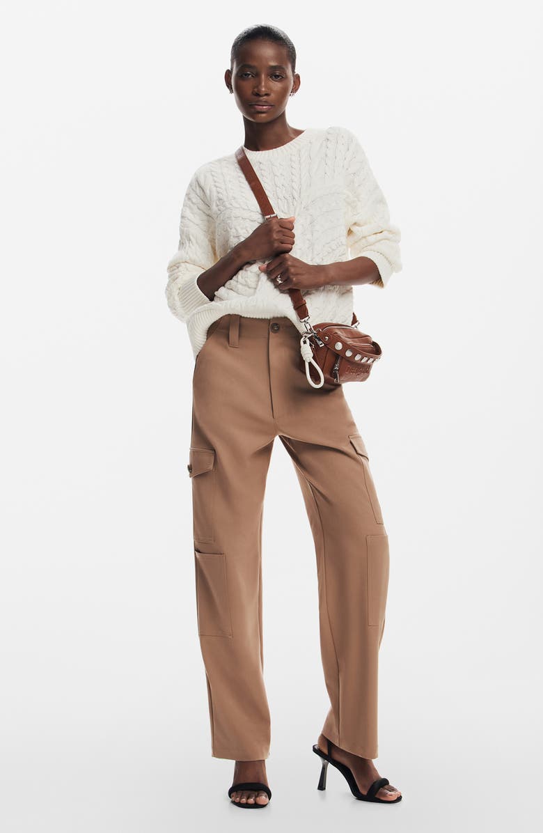 Desigual Exeter Cable Crewneck Sweater, Alternate, color, 