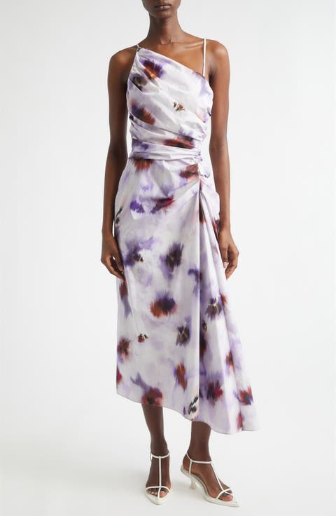 Juno Asymmetric Floral Print Poplin Dress