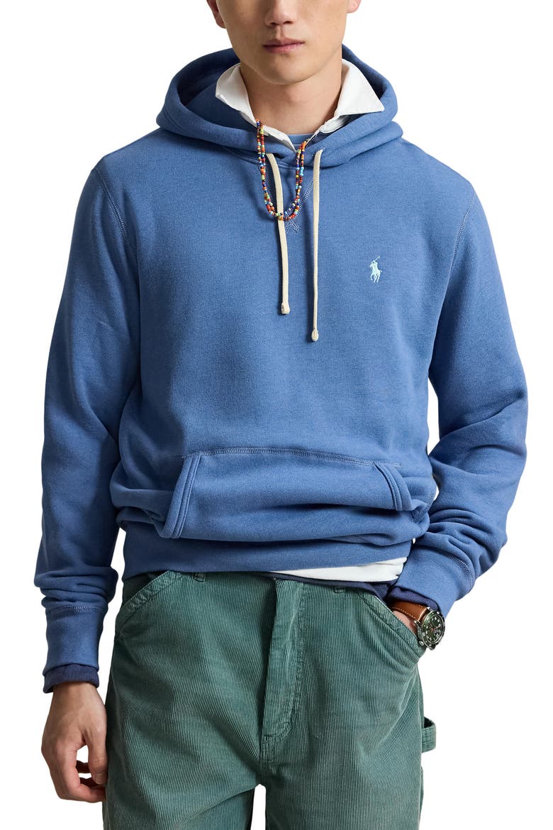 Fleece Hoodie, Main, color, BLUE