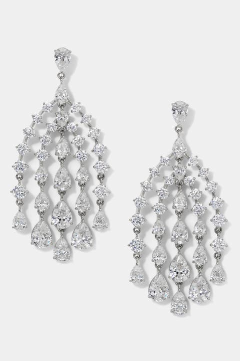 Willow Graduated CZ Drops Waterfall Chandelier Earrings
