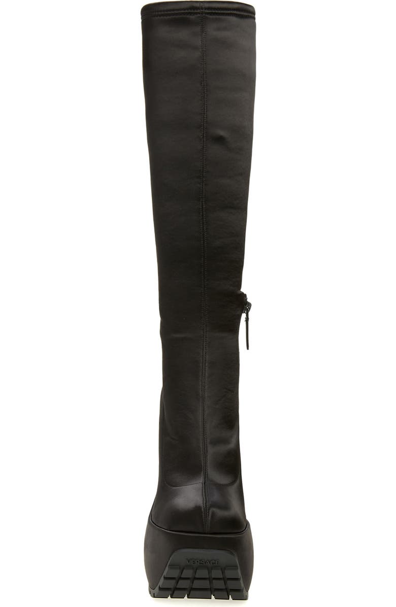Versace Triplatform Knee High Platform Wedge Boot, Alternate, color,