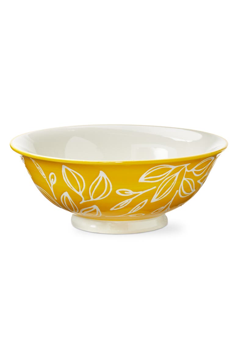 Flora Yellow Stoneware Ramen Bowl 28 oz 7.8x7.8x3 in, Main, color, Yellow