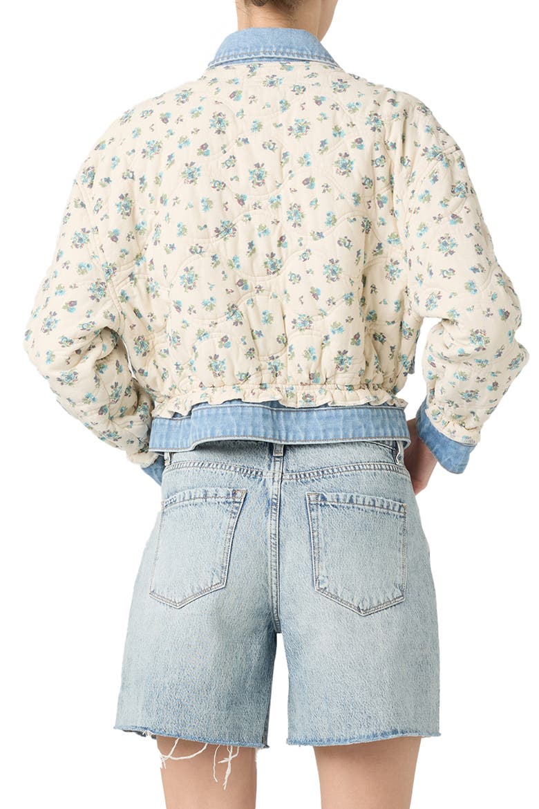 Denim Trim Floral Quilted Jacket, Alternate, color, LOVE BIRDS