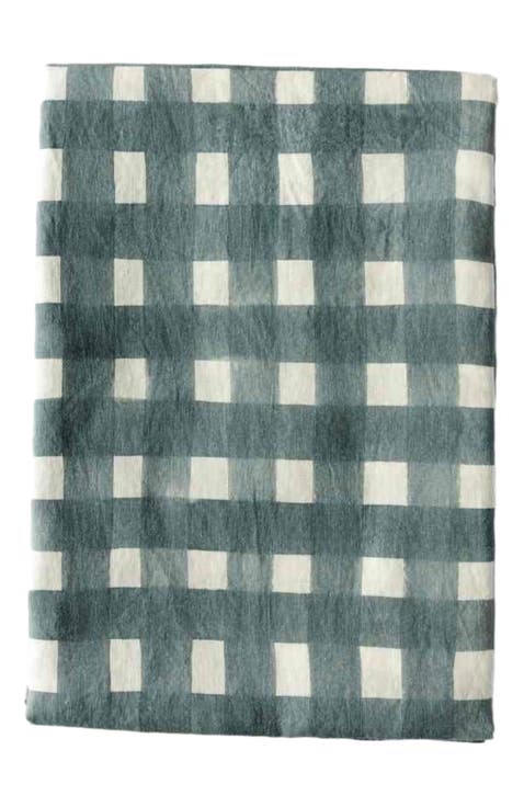 Blue Cross-Hatch Tablecloth
