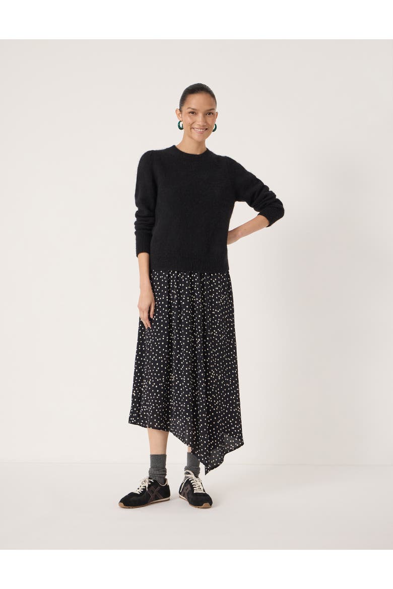 Cesca Polka Dot Asymmetric Skirt, Alternate, color, Tiny Polka Dot Black