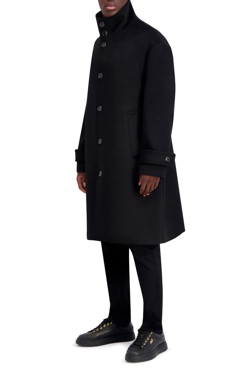 KARL LAGERFELD PARIS Wool Blend Top Coat, Alternate, color, Black