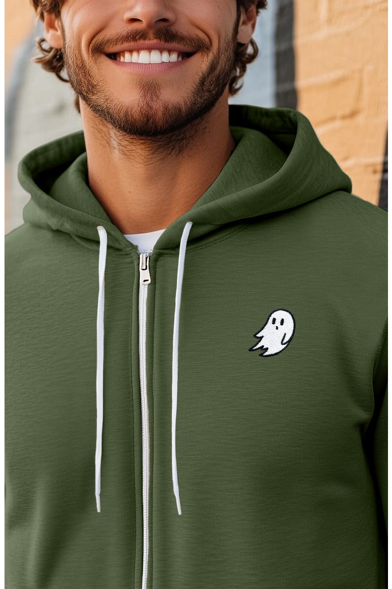 Ghost Zip Hoodie, Alternate, color, Military Green