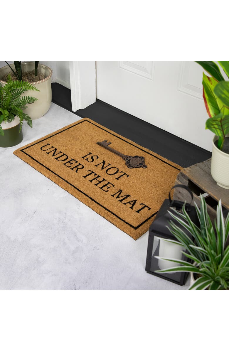 Northlight Key is Not Under the Mat Coir Outdoor Doormat 18" x 30", Alternate, color, Brown