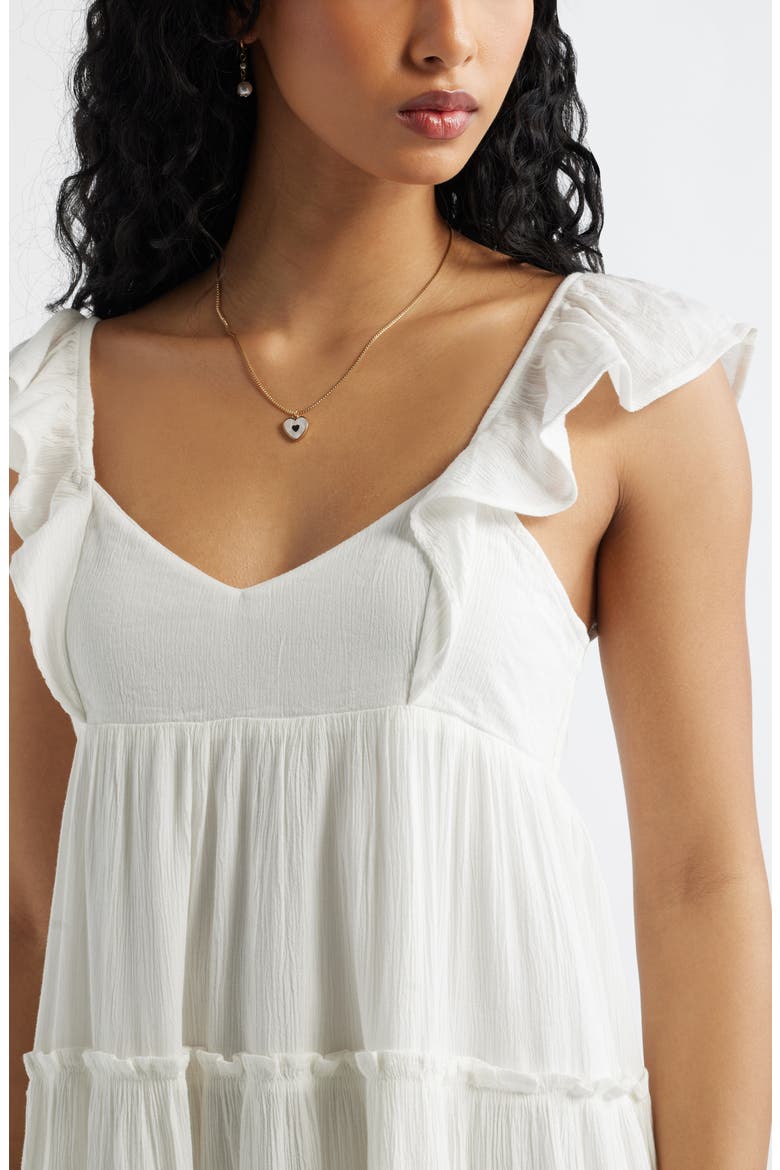 Flutter Sleeve Cotton Blend Mini Sundress, Alternate, color, IVORY