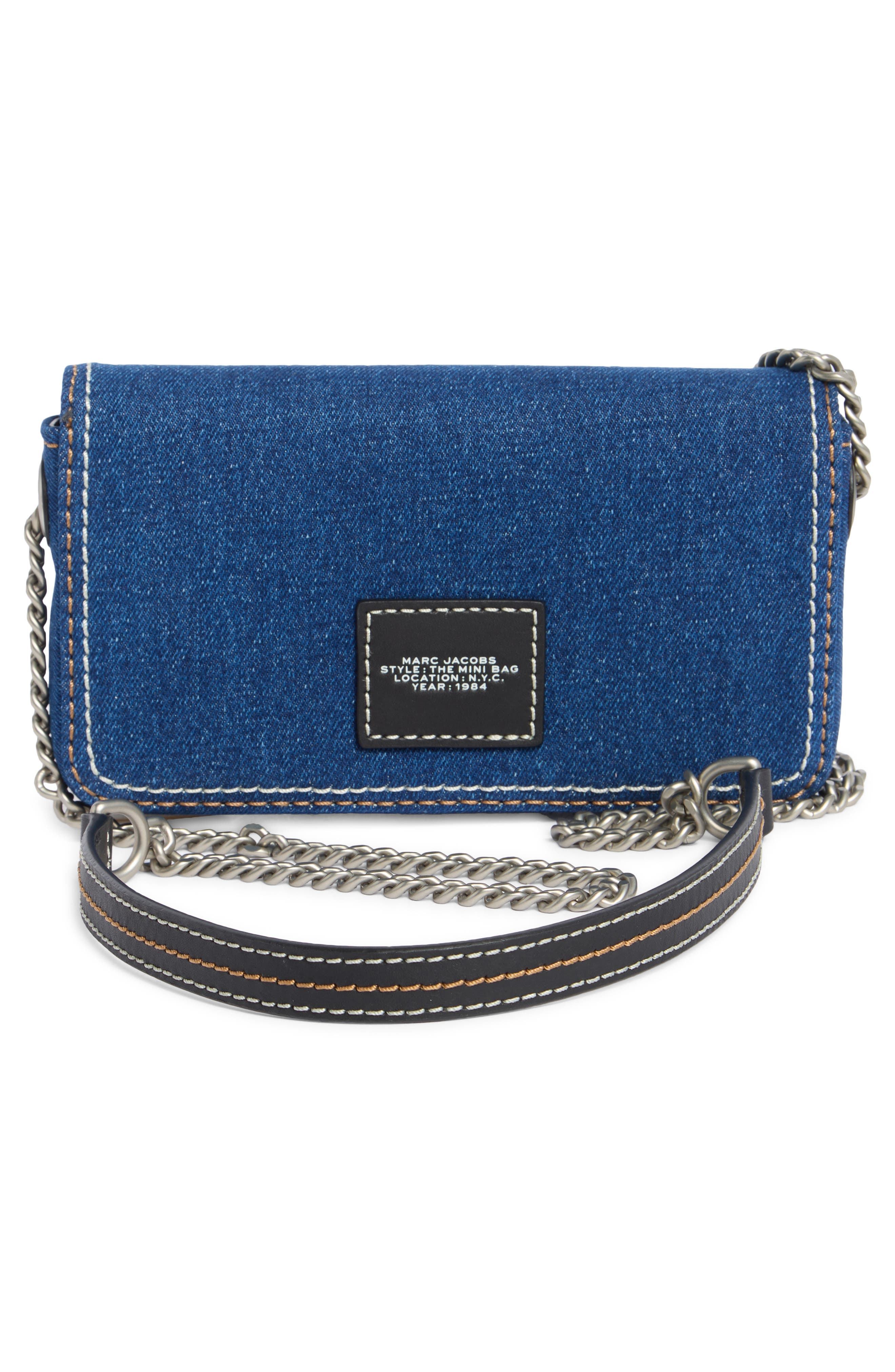 Marc Jacobs The Mini Denim Crossbody Bag, Alternate, color, Dark Wash