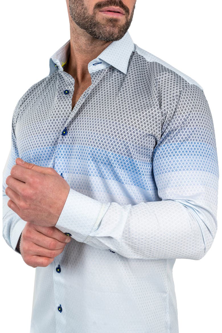 Fibonacci Jacqdegrade Blue Contemporary Fit Button-Up Shirt, Alternate, color, BLUE