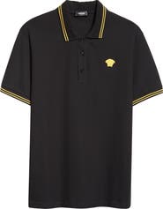 Versace Tipped Embroidered Medusa Cotton Piqué Polo