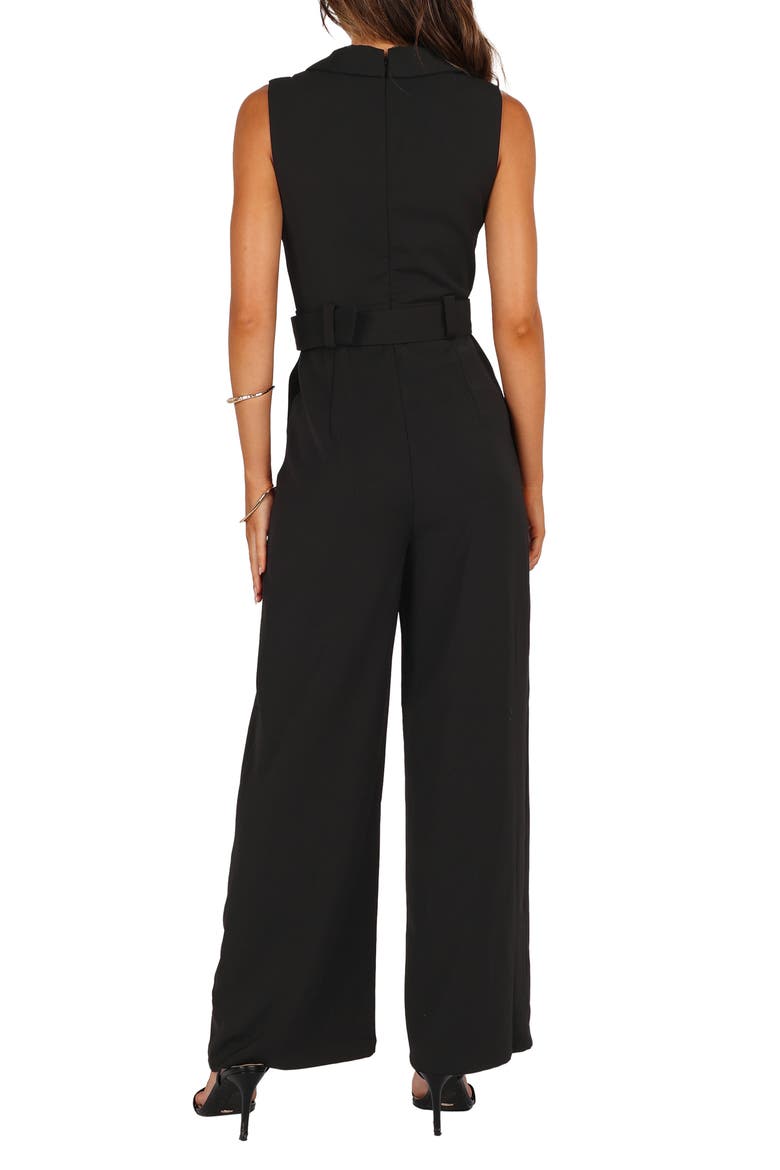 Sienna Belted Sleeveless Wide Leg Jumpsuit, Alternate, color, BLACK