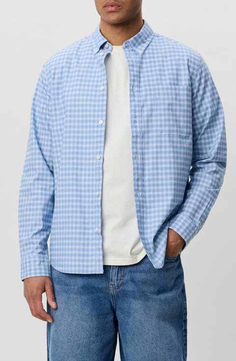 Check Long Sleeve Cotton Button-Down Shirt