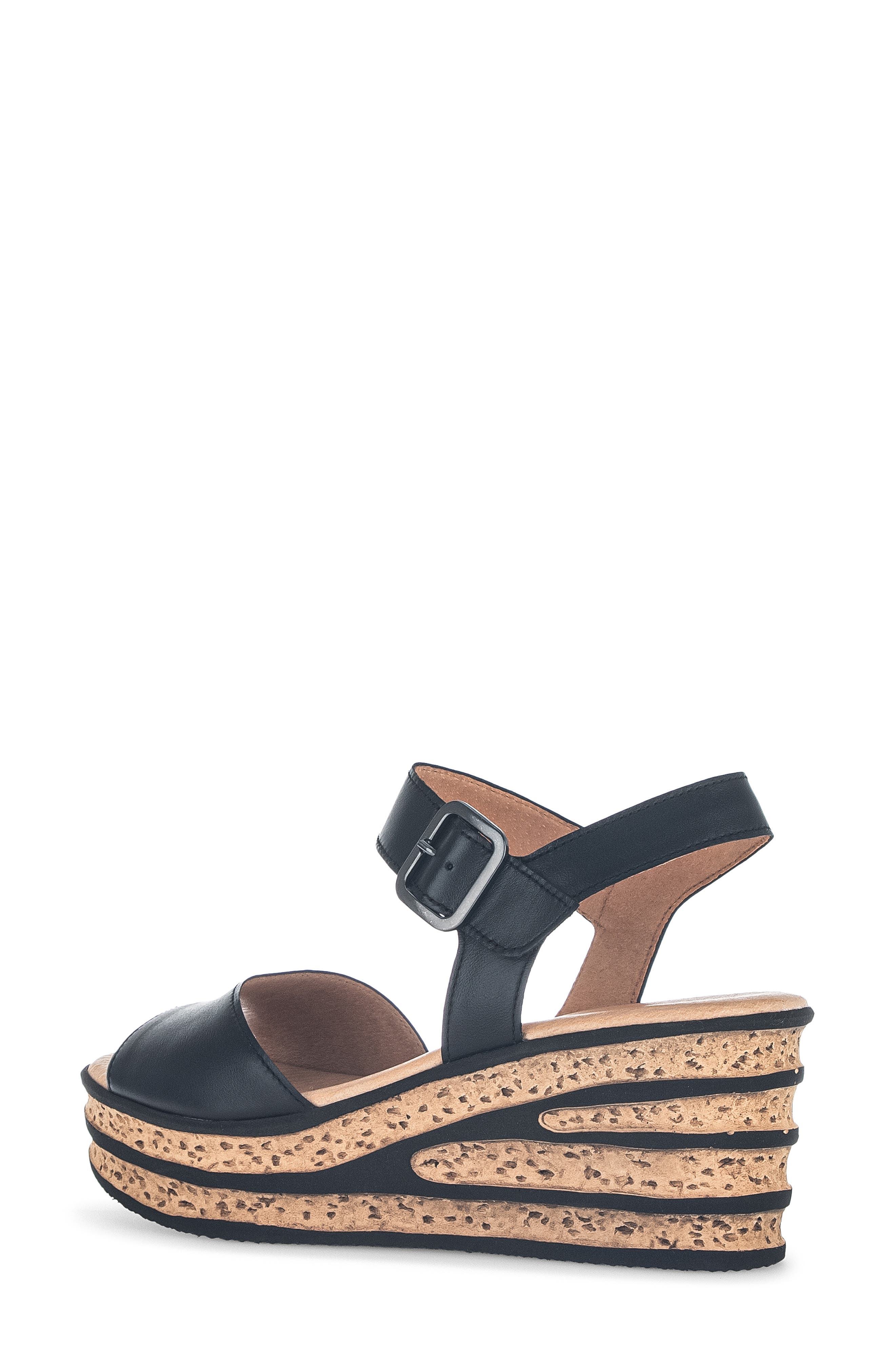 Gabor Ankle Strap Wedge Sandal, Alternate, color, Black