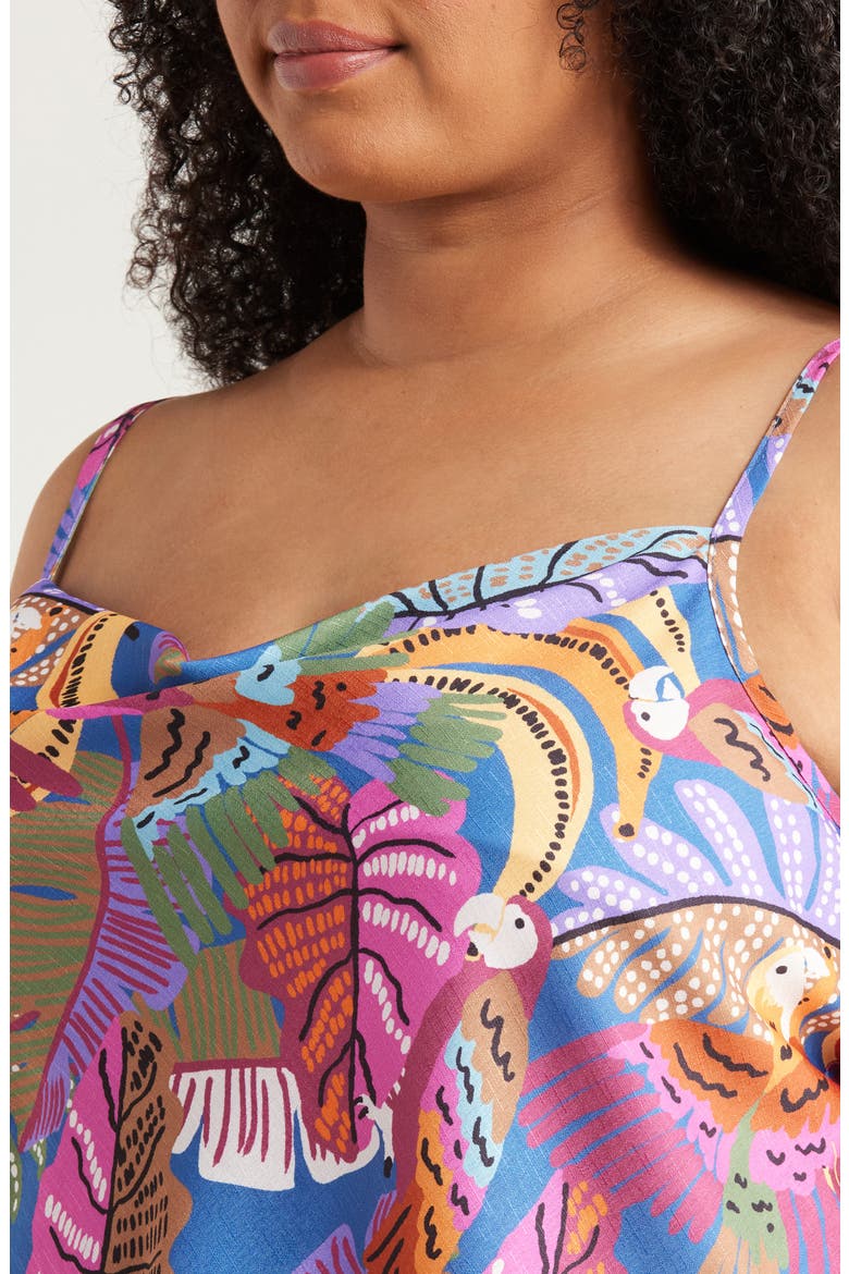 Tropical Print Satin Camisole, Alternate, color, WILD BERRY
